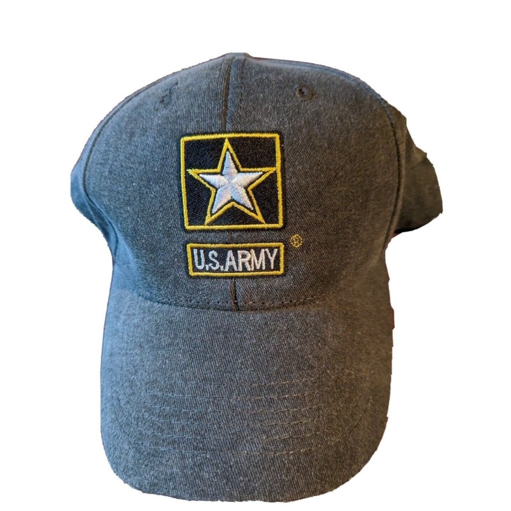 US Army Gray Hat Army Adjustable Adult Size Gray Hat Cap‎ Excellent Condition